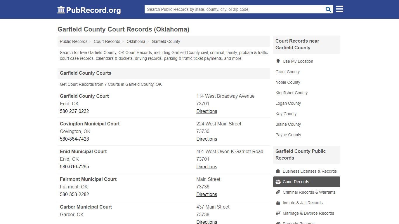 Free Garfield County Court Records (Oklahoma Court Records)