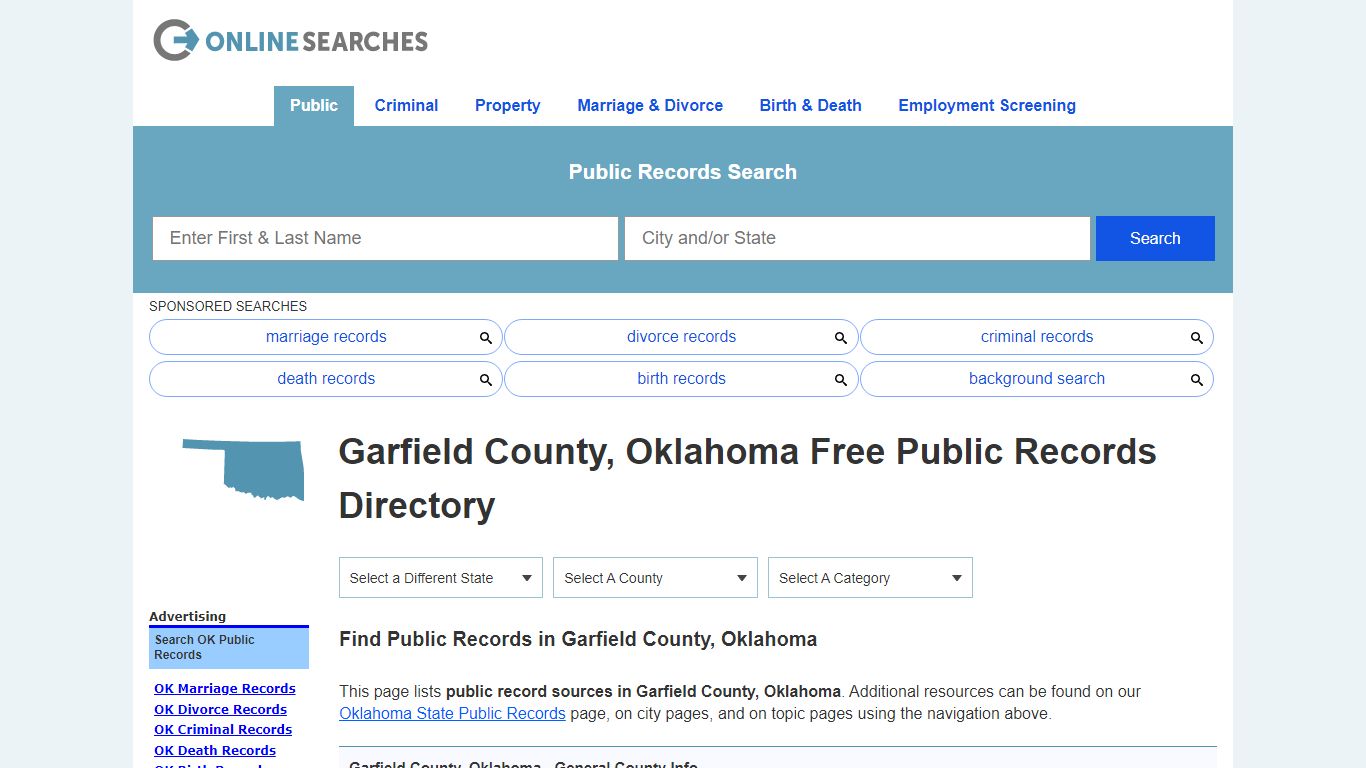 Garfield County, Oklahoma Public Records Directory